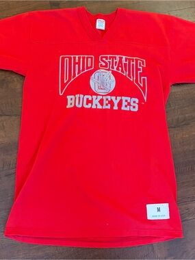 Vtg 80s Ohio State Buckeyes Football Jersey T-Shirt Jerzees Russell Medium USA